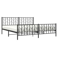 vidaXL Metal Bed Frame with Headboard and Footboard Black 76