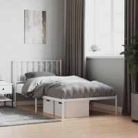 vidaXL Metal Bed Frame with Headboard White 39.4