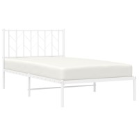 vidaXL Metal Bed Frame with Headboard White 39.4