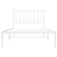 vidaXL Metal Bed Frame with Headboard White 39.4