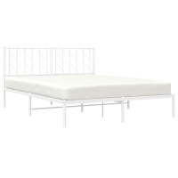 vidaXL Metal Bed Frame with Headboard White 59.1