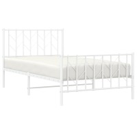 vidaXL Metal Bed Frame with Headboard and Footboard聽White 39.4