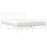 vidaXL Metal Bed Frame with Headboard and Footboard聽White 59.1