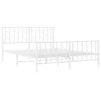 vidaXL Metal Bed Frame with Headboard and Footboard聽White 59.1