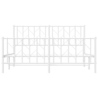 vidaXL Metal Bed Frame with Headboard and Footboard聽White 59.1