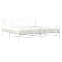 vidaXL Metal Bed Frame with Headboard and Footboard聽White 76