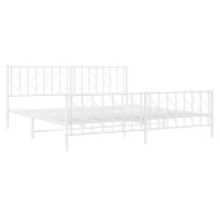 vidaXL Metal Bed Frame with Headboard and Footboard聽White 76