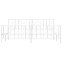 vidaXL Metal Bed Frame with Headboard and Footboard聽White 76