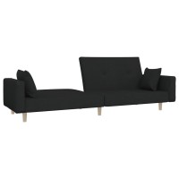 vidaXL 2-Seater Sofa Bed with Two Pillows Black Fabric