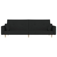 vidaXL 2-Seater Sofa Bed with Two Pillows Black Fabric