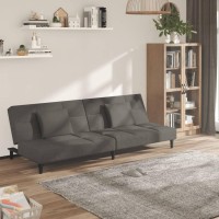 vidaXL 2-Seater Sofa Bed with Two Pillows Dark Gray Velvet