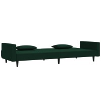 vidaXL 2-Seater Sofa Bed with Two Pillows Dark Green Velvet