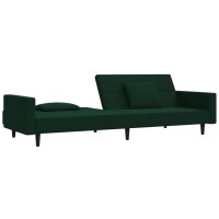 vidaXL 2-Seater Sofa Bed with Two Pillows Dark Green Velvet