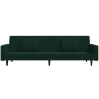 vidaXL 2-Seater Sofa Bed with Two Pillows Dark Green Velvet