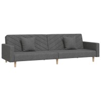 vidaXL 2-Seater Sofa Bed with Two Pillows Dark Gray Fabric