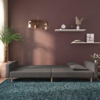 vidaXL 2-Seater Sofa Bed with Two Pillows Dark Gray Fabric