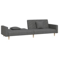 vidaXL 2-Seater Sofa Bed with Two Pillows Dark Gray Fabric