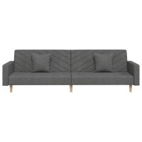 vidaXL 2-Seater Sofa Bed with Two Pillows Dark Gray Fabric