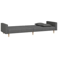 vidaXL 2-Seater Sofa Bed with Two Pillows Dark Gray Fabric