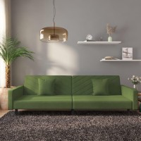 vidaXL 2-Seater Sofa Bed with Two Pillows Dark Green Velvet