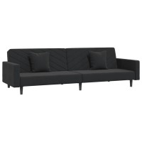 vidaXL 2-Seater Sofa Bed with Two Pillows Black Velvet