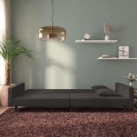 vidaXL 2-Seater Sofa Bed with Two Pillows Black Velvet