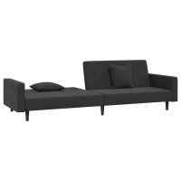 vidaXL 2-Seater Sofa Bed with Two Pillows Black Velvet