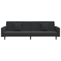 vidaXL 2-Seater Sofa Bed with Two Pillows Black Velvet