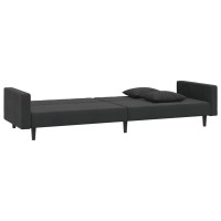 vidaXL 2-Seater Sofa Bed with Two Pillows Black Velvet