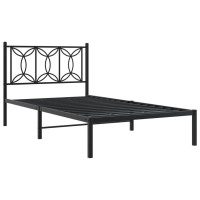 vidaXL Metal Bed Frame with Headboard Black 39.4