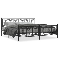 vidaXL Metal Bed Frame with Headboard and Footboard Black 76