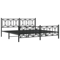 vidaXL Metal Bed Frame with Headboard and Footboard Black 76