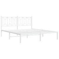 vidaXL Metal Bed Frame with Headboard White 59.1