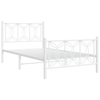 vidaXL Metal Bed Frame with Headboard and Footboard White 39.4