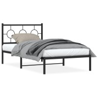 Vidaxl Metal Bed Frame With Headboard Black 39.4X78.7