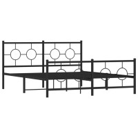 Vidaxl Metal Bed Frame With Headboard And Footboard Black 59.1X78.7