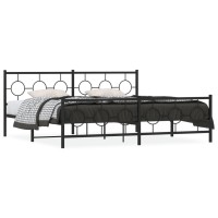 vidaXL Metal Bed Frame with Headboard and Footboard Black 76