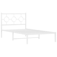 vidaXL Metal Bed Frame with Headboard White 39.4