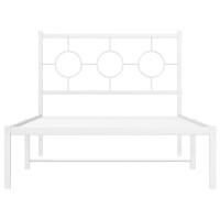 vidaXL Metal Bed Frame with Headboard White 39.4