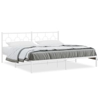 Vidaxl Metal Bed Frame With Headboard White 76X79.9 King