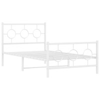 Vidaxl Metal Bed Frame With Headboard And Footboard White 39.4X78.7