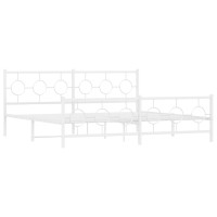 Vidaxl Metal Bed Frame With Headboard And Footboard White 76X79.9 King