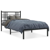 Vidaxl Metal Bed Frame With Headboard Black 39.4X78.7