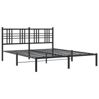 Vidaxl Metal Bed Frame With Headboard Black 59.1X78.7