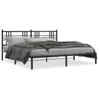 Vidaxl Metal Bed Frame With Headboard Black 76X79.9 King