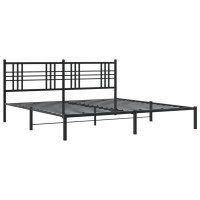 Vidaxl Metal Bed Frame With Headboard Black 76X79.9 King