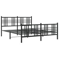 Vidaxl Metal Bed Frame With Headboard And Footboard Black 59.1X78.7