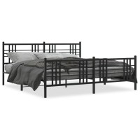 vidaXL Metal Bed Frame with Headboard and Footboard Black 76