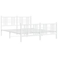 Vidaxl Metal Bed Frame With Headboard And Footboard White 59.1X78.7