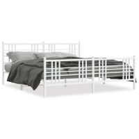 vidaXL Metal Bed Frame with Headboard and Footboard White 76